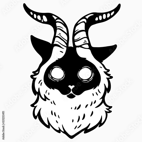 scary mystical cat with horns