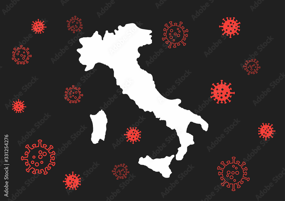 Vector of Covid-19 or Corona Virus Spread Through Italy Map