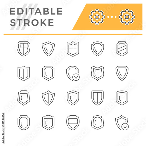 Set line icons of shield