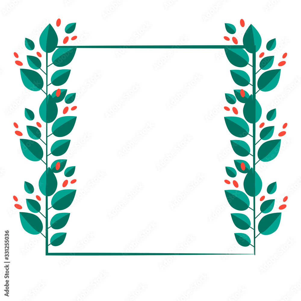 Naklejka premium Frame with an empty place for an inscription. Leaves and fruits of coffee, coffee.