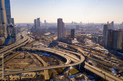 urban and industrial megapolis views taken from a drone