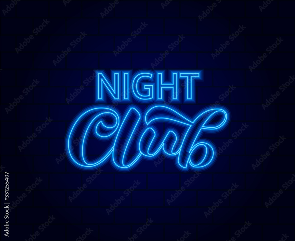 Night club brush lettering. Vector stock illustration for card or poster