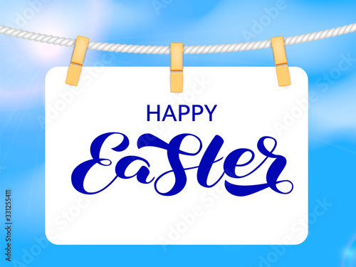 Happy Easter brush lettering. Vector stock illustration for banner or poster