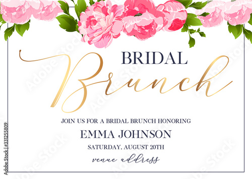 Bridal Brunch hand written calligraphy vector invitation card