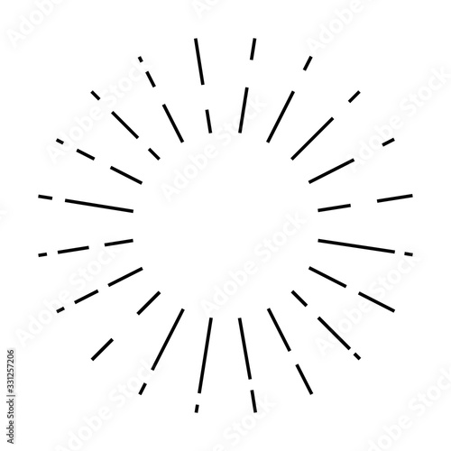 Sun rays drawn symbol. Sunlight linear icon vector illustration isolated on white background. 