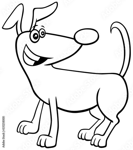 cartoon dog character coloring book page