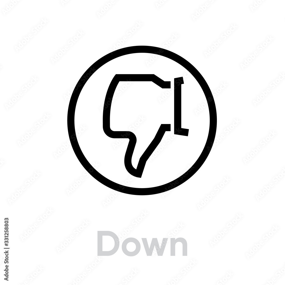Down thumb up down icon. Editable line vector. Down thumb up down icon. Editable line vector.