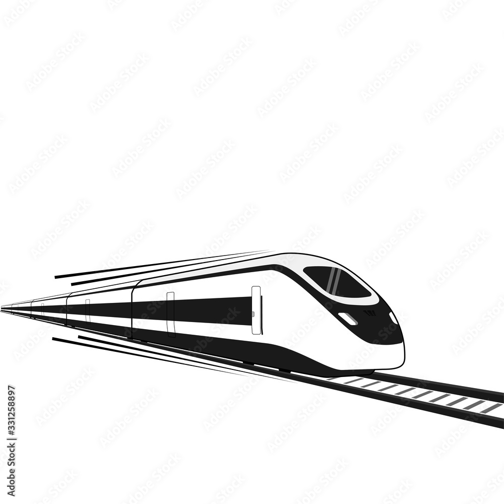 Black and white High Speed Commuter Train