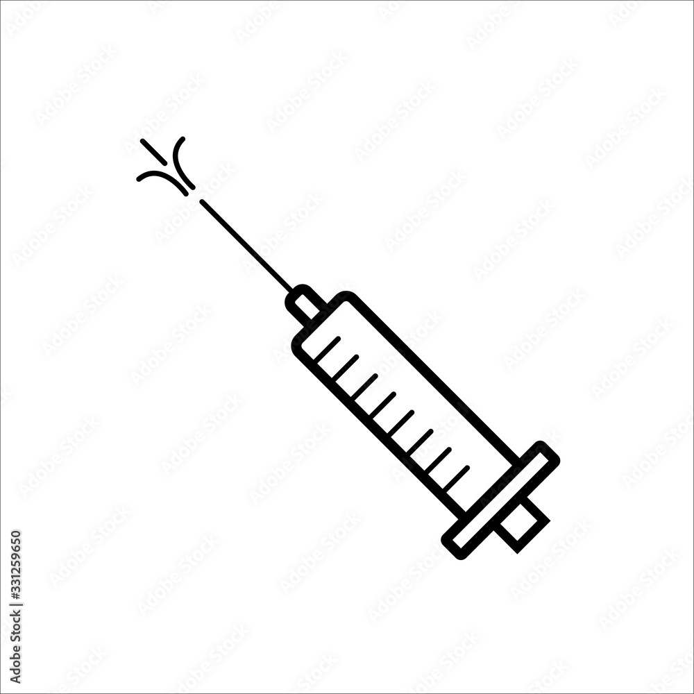 Simple outline syringe or injection vector icon. Simple outline syringe or injection vector icon.