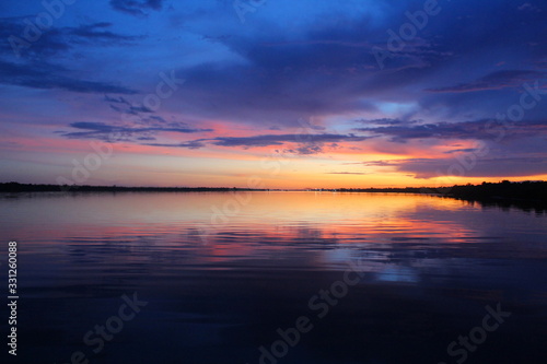 Twilight scenery (sunset) on the mentaya river (indonesia)