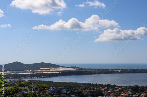 Fototapeta Naklejka Na Ścianę i Meble -  A beautiful panoramic view from the viewpoint of the  Conceição lagoon  hill in Florianópolis, Santa Catarina.