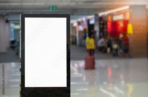 Mock blank billboards or posters in the airport ,Empty advertising billboard at aerodrome for advertisement.