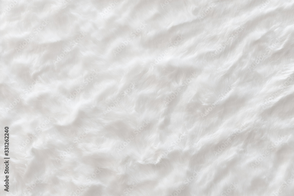 Obraz premium White real wool with a white top texture background, light natural sheep wool, white seamless cotton, fluffy fur texture for designers, close-up white wool rug