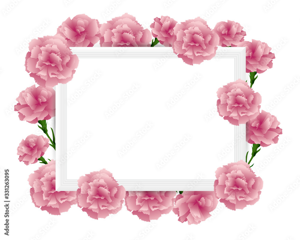 art frame with carnations illustration