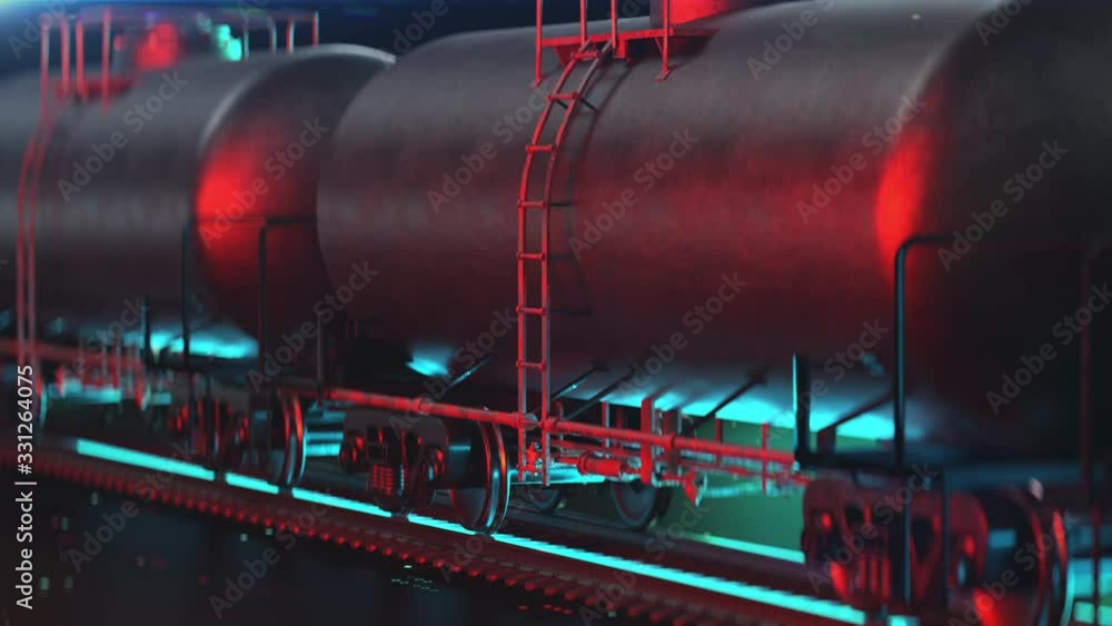 Oil freight train, tank cars passing by, shipping oil by rail, energy market. Trading, price war, collapse Oil freight train, tank cars passing by, shipping oil by rail, energy market. Trading, price war, collapse