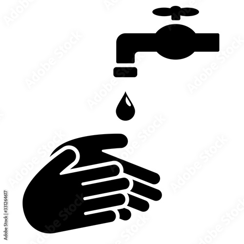 Wash Hands icon isolated on white background. Washing hands sign isolated. Infection protection symbol. Personal hygiene symbol. Vector illustration