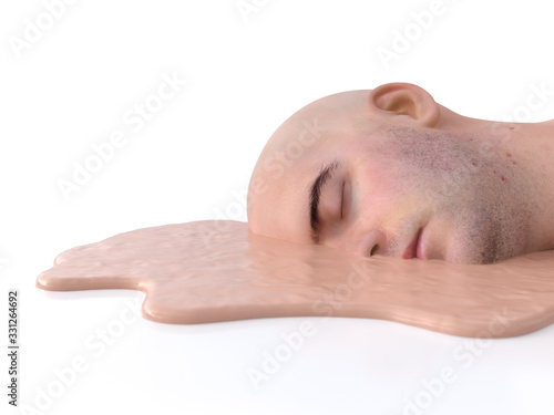 Φωτογραφία molten human head on white