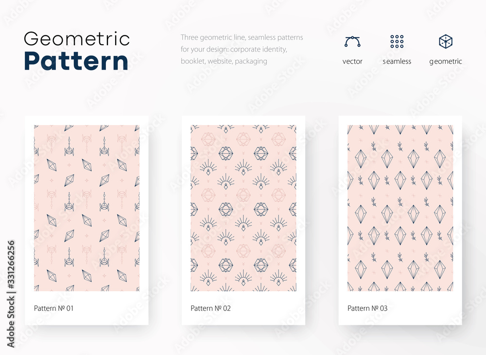 Set of seamless keys patterns. Pink, violet and white line backgrounds ...