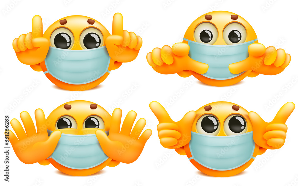 A set of yellow round emoji characters in white medical masks. Cartoon style collection Stock Vector | Adobe Stock A set of yellow round emoji characters in white medical masks. Cartoon style collection Stock Vector | Adobe Stock