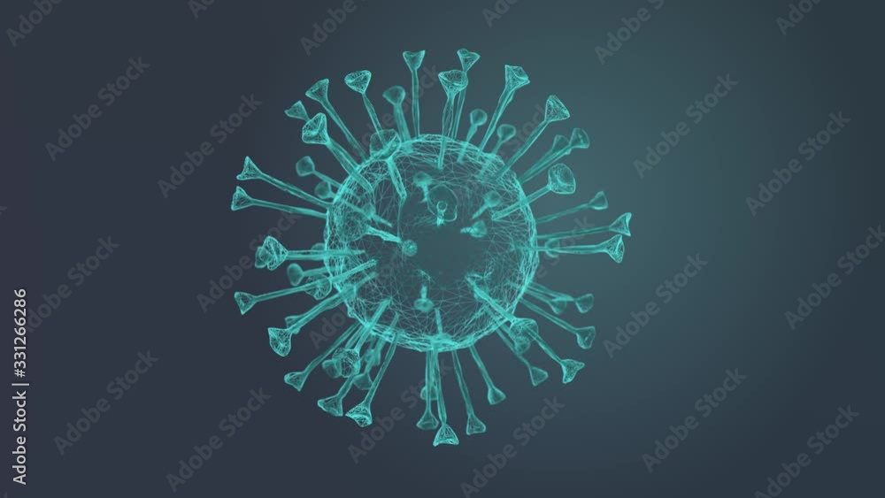 3d animated microscopic view of the corona virus SARS2covid19