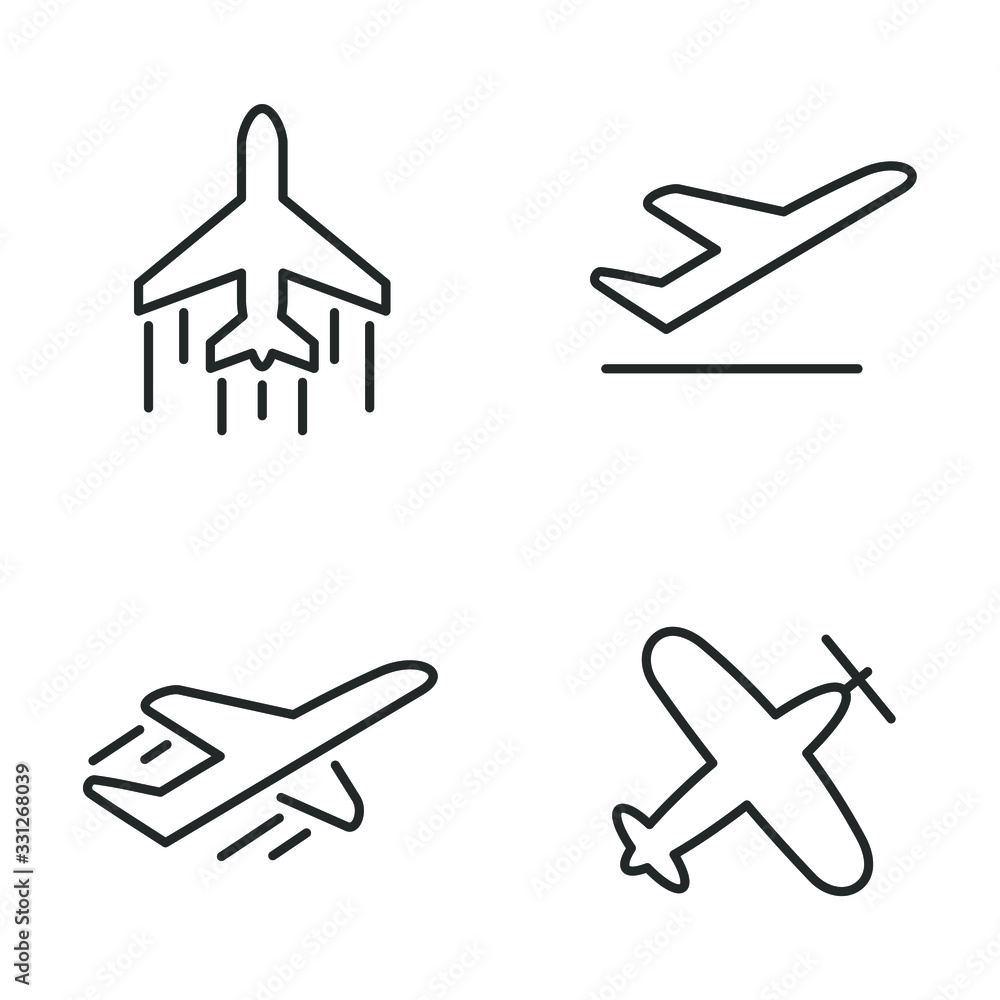 Airplane line icon template color editable. Airplane symbol vector sign isolated on white background illustration for graphic and web design.