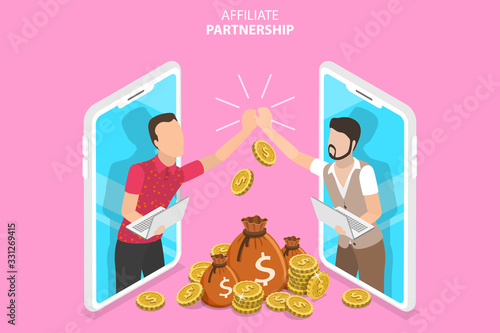 Isometric Fat Vector Concept of Sales Partnership.