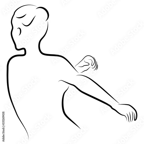 Lady silhouette. Silhouettes of the hands and head of a girl. Graceful woman. Vector illustration.