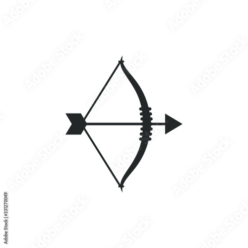 Bow and Arrow icon template color editable. Archery symbol vector sign isolated on white background illustration for graphic and web design.
