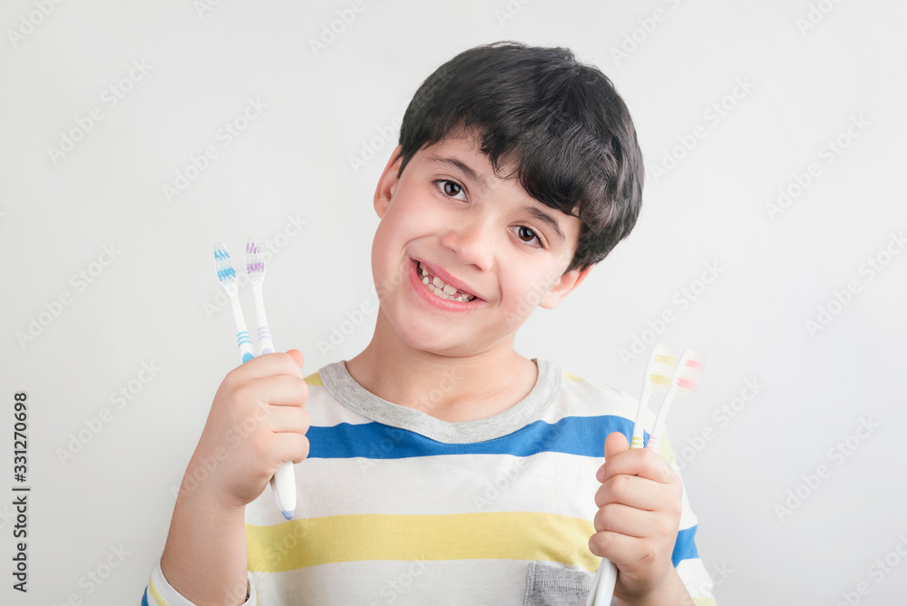 Smiling child with toothbrush Smiling child with toothbrush
