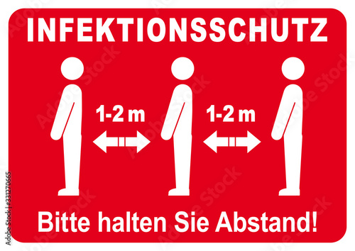 ds38 DiskretionSchild - ks548 Kombi-Schild - german text: Infektionsschutz / Abstand halten - 1-2 m - Arzt / Apotheke / Supermarkt / Einzelhandel - Druckvorlage - rot - DIN A2 A3 A4 g9296 photo