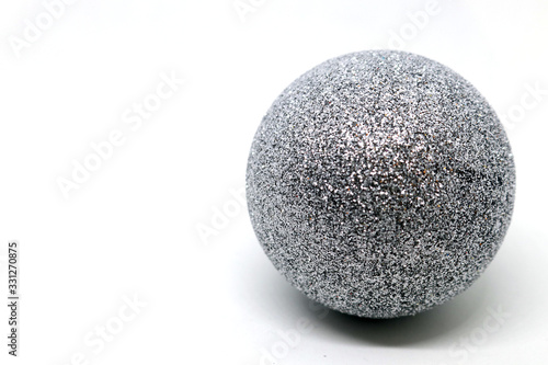 A grey sparkling Christmas bauble