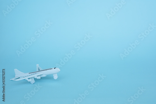 White airplane model on blu...