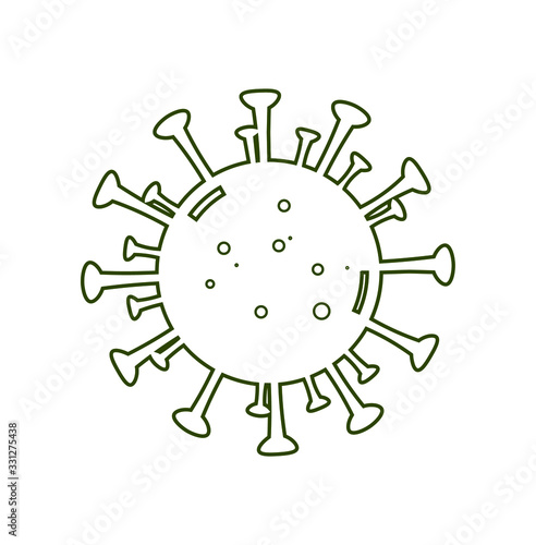 Virus icon  logo  simple design with  only border   isolated on white background