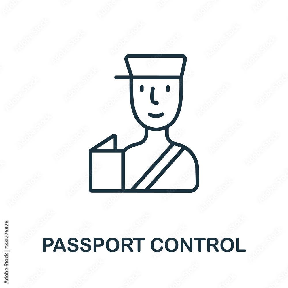 Passport Control icon from airport collection. Simple line Passport Control icon for templates, web design and infographics