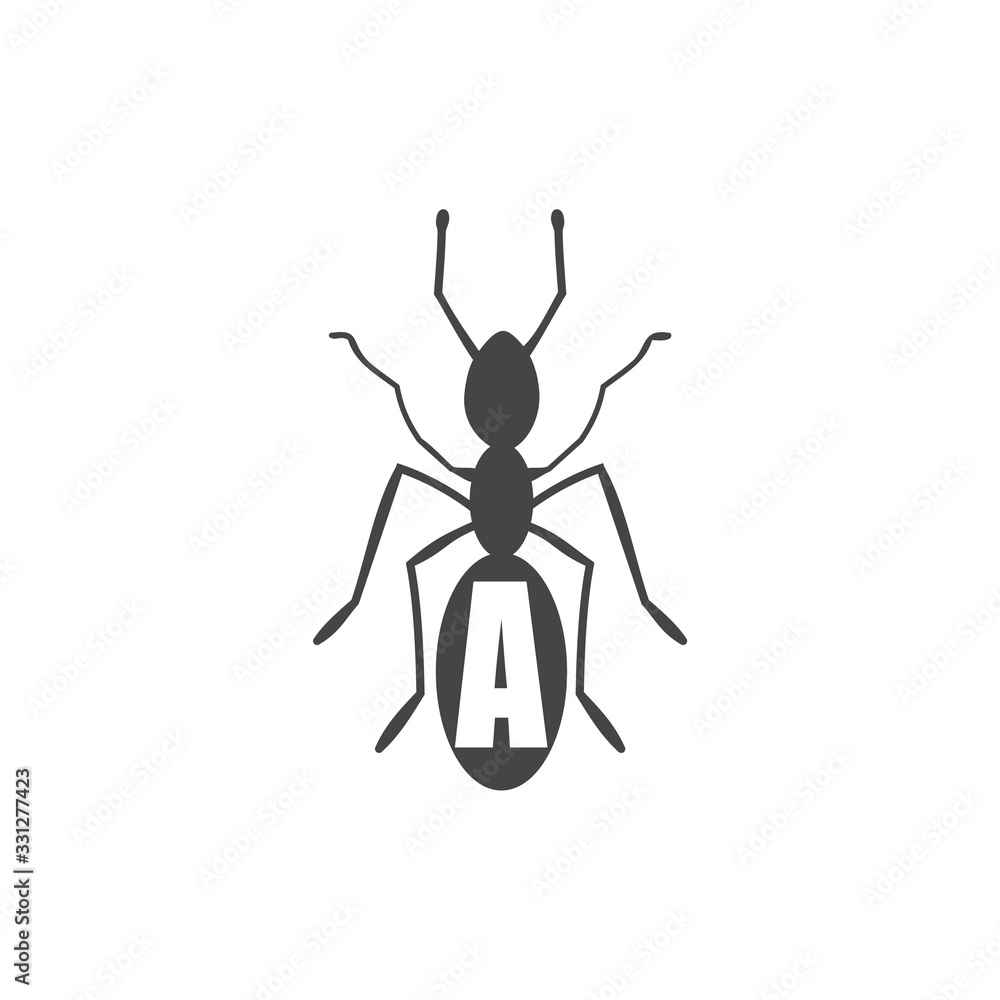 Ant icon in modern flat style for web isolated on white background Ant icon in modern flat style for web isolated on white background