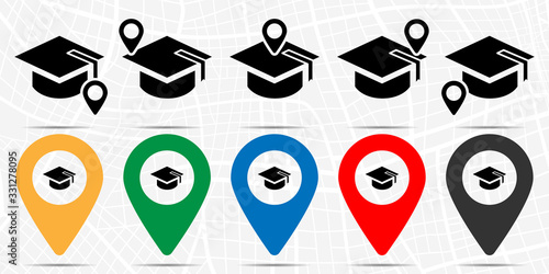 Square academic cap icon in location set. Simple glyph, flat illustration element of education theme icons