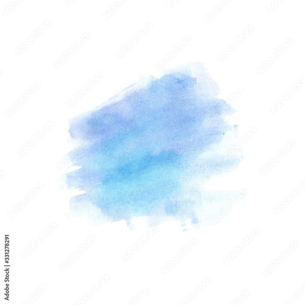 Fototapeta Watercolor blurred background in blue shades for design and decoration. Hand-drawn.