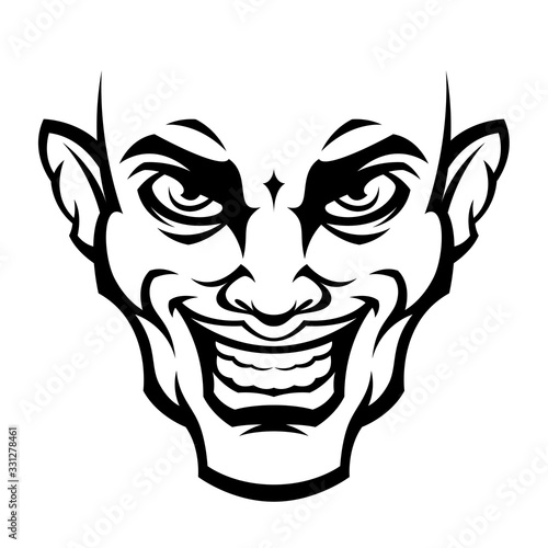 Scary face on a white background