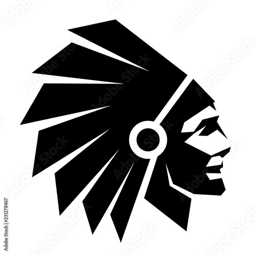 Indian head on a white background