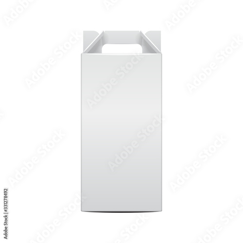 Mock-up wine bottle and Folding package vine bottle Template. Vector Illustration of Gift craft Box for Design, Background, Banner. Front view