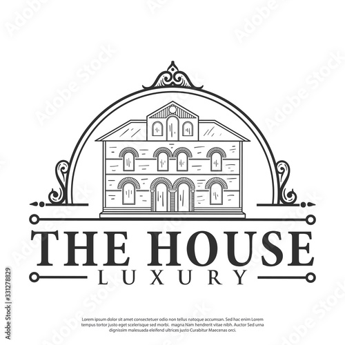 vector logo of a victorian style luxury home