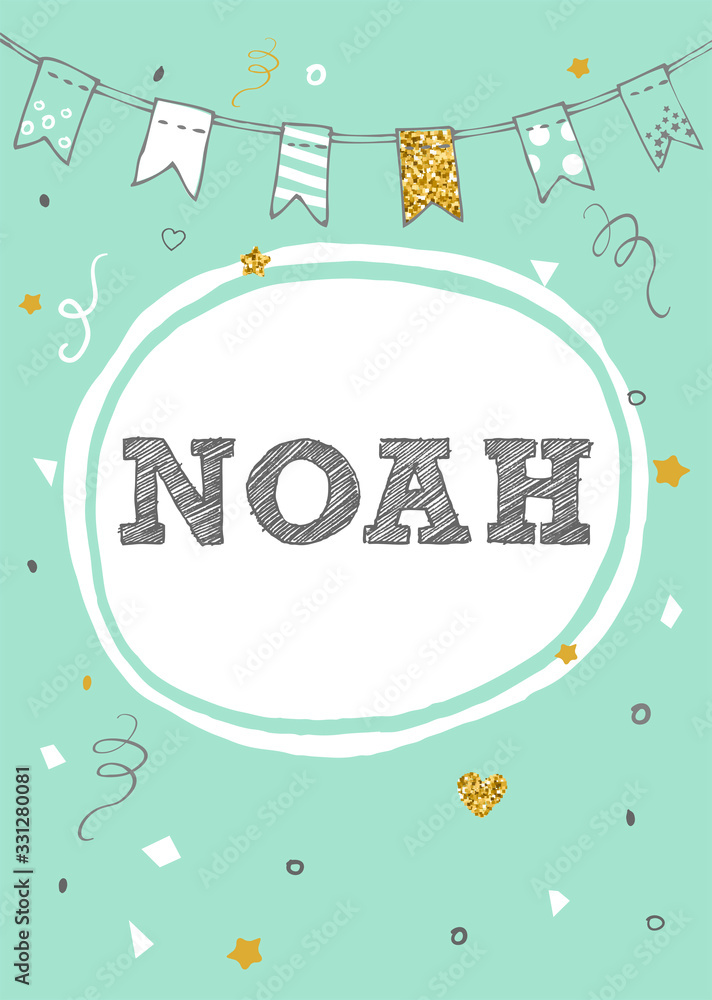 Noah name vector card