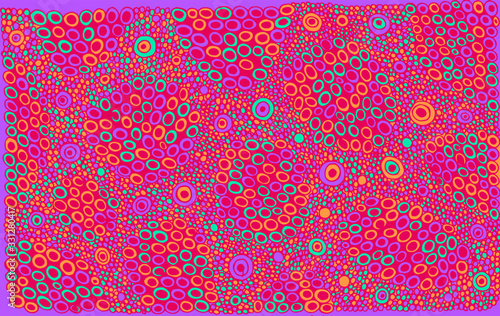 Organic colorful circles texture. Psychedelic stoner art. Abstract background for design. Zendoodle art for relaxation. Vector artwork