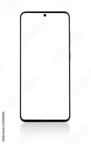 Smartphone with a white screen. Smartphone with blank screen Isolated on a white background. photo