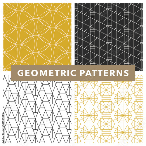 Vector geometric seamless pattern set