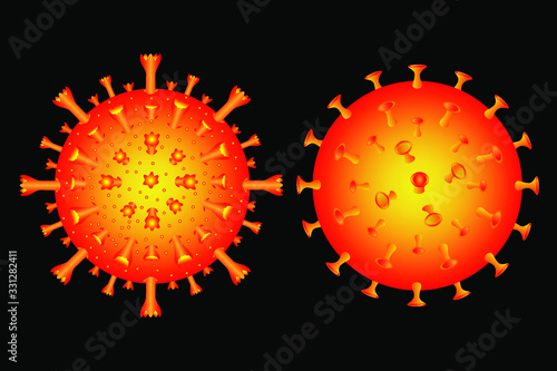 Coronavirus Covid-19, vector graphics close-up of a molecule, Corona virus icon.