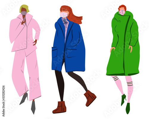 Fashionista women in face mask.