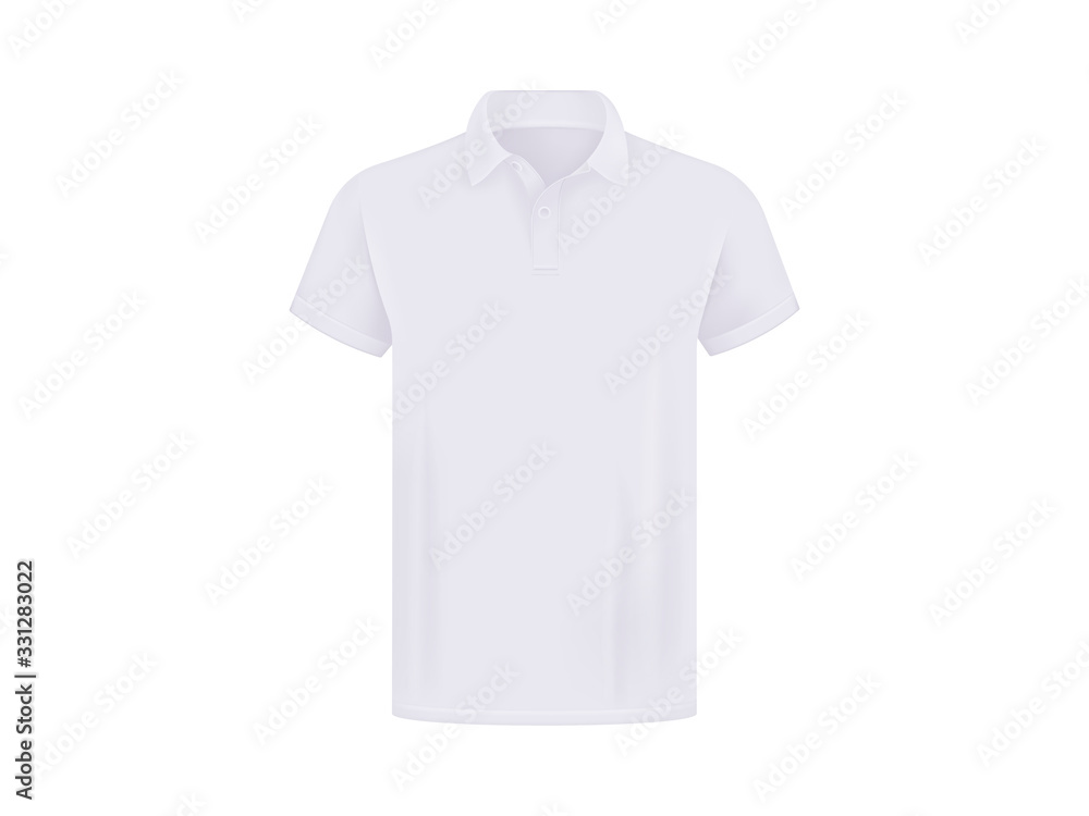 Blank white polo shirt isolated on white background. Realistic mockup ...
