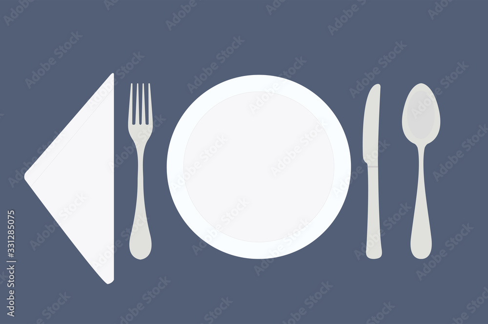 Vector Illustration of Plate and Cutlery Isolated Vector Illustration of Plate and Cutlery Isolated