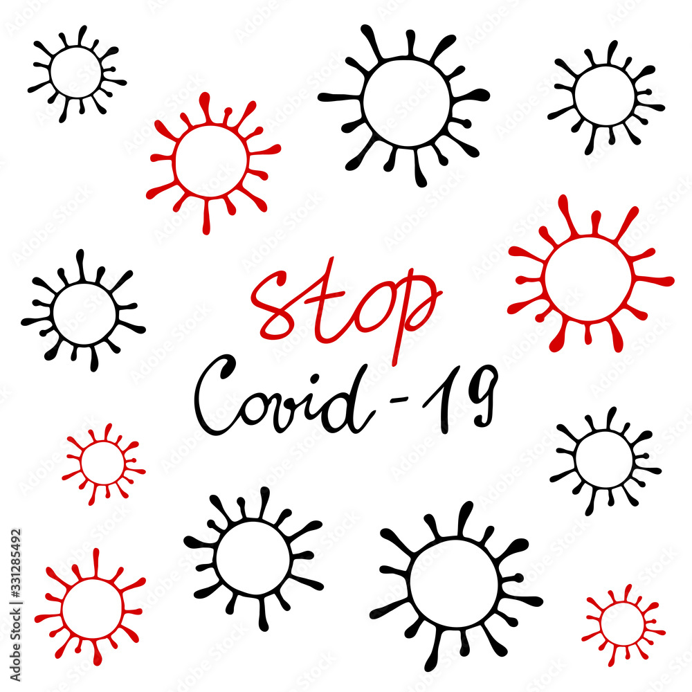 Stop Covid-19. The world pandemic of coronavirus disease 2019. Colorful vector illustration isolated on the white background. Banner template of infection prevention. Stop Covid-19. The world pandemic of coronavirus disease 2019. Colorful vector illustration isolated on the white background. Banner template of infection prevention.